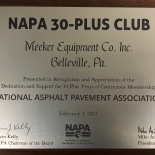 MEEKER IS NOW PART OF THE NAPA 30-PLUS CLUB!